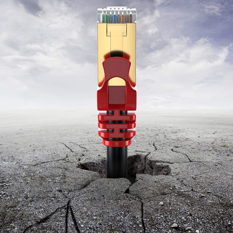 MutecPower 32.5 ft / 10m CAT 7 Outdoor Waterproof Direct Burial RJ45 Ethernet Network Cable - SFTP - 600 Mhz - Black with Cable Ties & Clips - Image 3